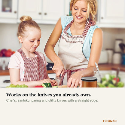 Rolling sharpener on a family kitchen counter