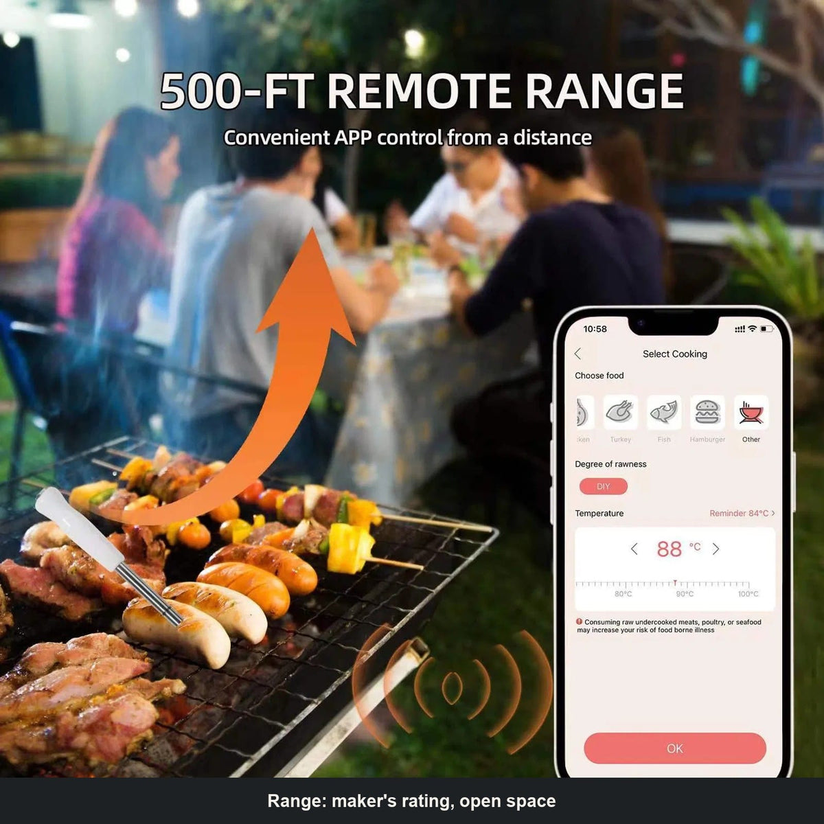 Watch the cook from the table on your phone
