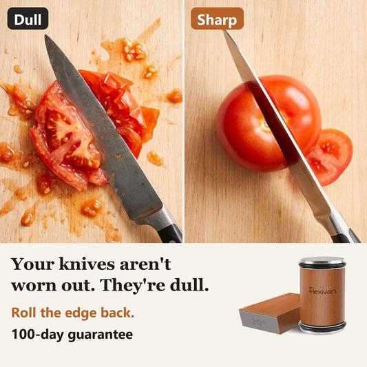 A dull knife squashes a tomato; a sharp knife slices it clean. Your knives aren't worn out, they're dull.